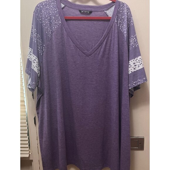Bloom Chic Half Sleeve Long Purple T Shirt 5x EUC - Picture 2 of 2